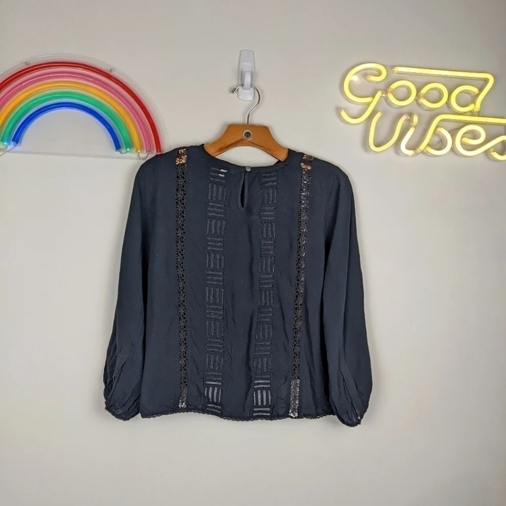 Aritzia Wilfred Black Peasant Top X Small - Picture 4 of 8